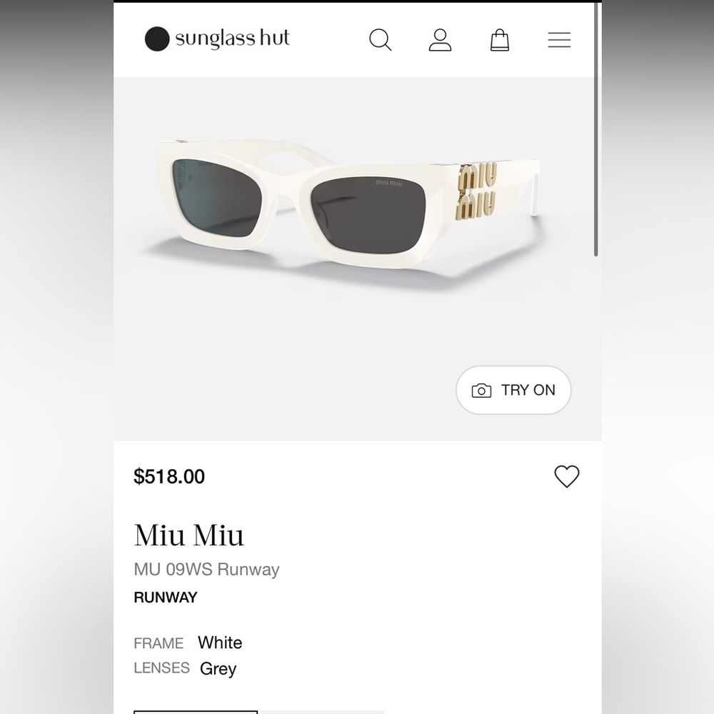 Miu Miu White and Gold Sunglasses - Picture 2 of 10